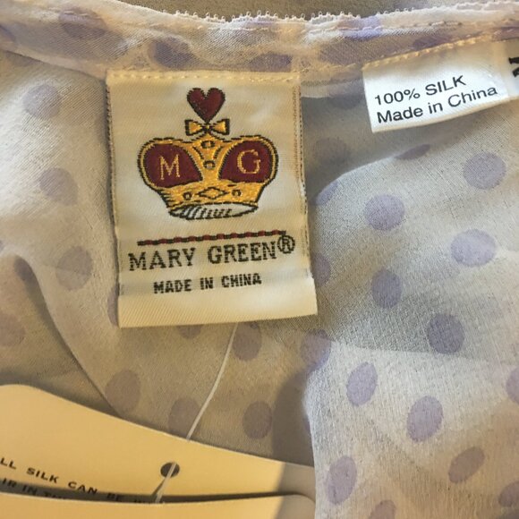 MARY GREEN Sheer Silk Lavender Polka Dot Nightgown  ၄၃   NEW WITH TAGS! - Picture 10 of 13